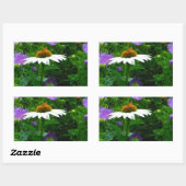 White Cone flower, paarse bloemen en moth Rechthoekige Sticker (Vel)