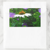 White Cone flower, paarse bloemen en moth Rechthoekige Sticker (Tas)
