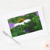 White Cone flower, paarse bloemen en moth Rechthoekige Sticker (Envelop)