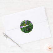 White Cone flower, paarse bloemen en moth Ronde Sticker (Envelop)