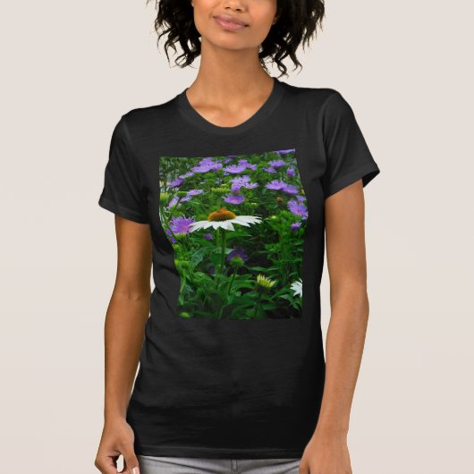 White Cone flower, paarse bloemen en moth T-shirt (Voorkant)