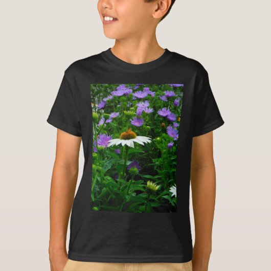 White Cone flower, paarse bloemen en moth T-shirt (Voorkant)