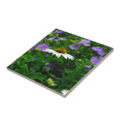 White Cone flower, paarse bloemen en moth Tegeltje (Zijkant)