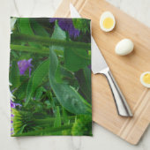 White Cone flower, paarse bloemen en moth Theedoek (Quarter Fold)