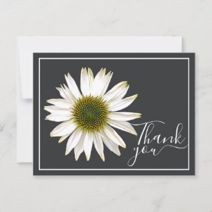 White Coneflower Charcoal Gray Backdrop Dank je Briefkaart
