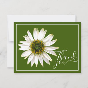 White Coneflower Green Background Bedankt Briefkaart