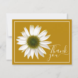 White Coneflower Mustard Background Bedankt Briefkaart
