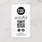 White Connect with US QR Code Logo Sociale media Visitekaartje (Voorkant)