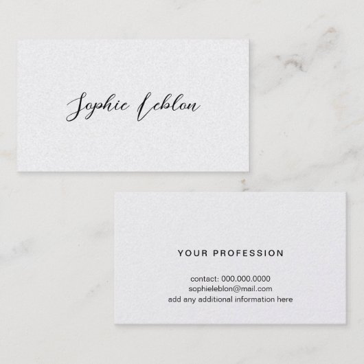 White Contact Card met Calligraphy Font Name Contactkaartje (Voorkant / Achterkant)