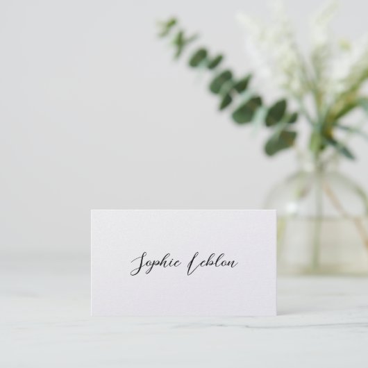 White Contact Card met Calligraphy Font Name Contactkaartje (Staand voorkant)
