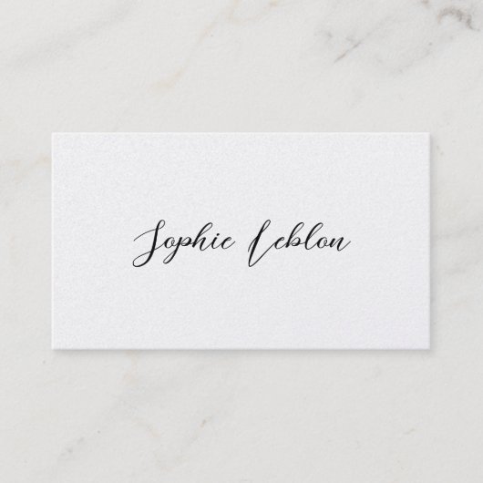 White Contact Card met Calligraphy Font Name Contactkaartje (Voorkant)