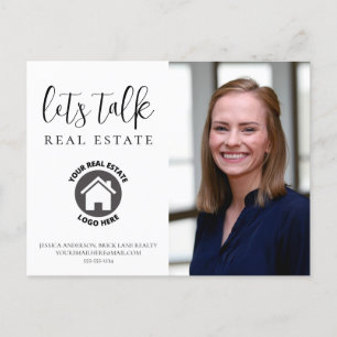 White Contact Info Foto Real Estate Briefkaart