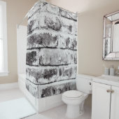 White Contrast Industrial Rustic Brick Texture Douchegordijn (In situ)