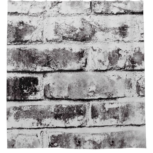 White Contrast Industrial Rustic Brick Texture Douchegordijn (Voorkant)