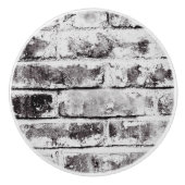 White Contrast Industrial Rustic Brick Texture Keramische Knop (Voorkant)