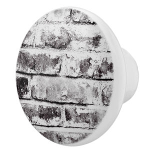 White Contrast Industrial Rustic Brick Texture Keramische Knop
