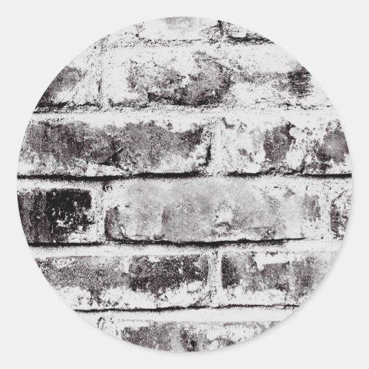White Contrast Industrial Rustic Brick Texture Ronde Sticker (Voorkant)