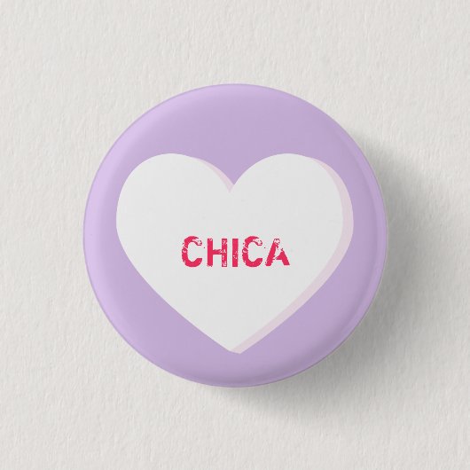 White Conversation Heart Sjabloon Ronde Button 3,2 Cm (Voorkant)