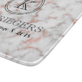 White Copper Metallic marble Monogram Weddenschap Snijplank (Hoek)