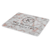 White Copper Metallic marble Monogram Weddenschap Snijplank (Hoek)