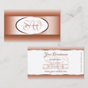 White Coral Shimmery Gradient Ovaal Lijst Monogram Visitekaartje