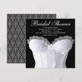 White Corset Damask Vrijgezellenfeest Kaart (Voorkant / Achterkant)