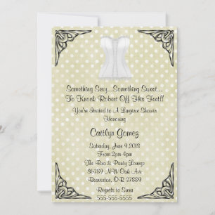 White corset Lingerie Bridal Shower Invitation Kaart