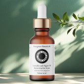 White cosmetics dropper bottle label with logo