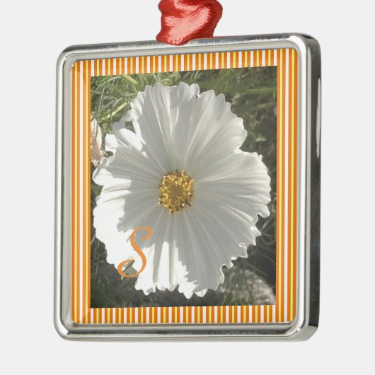 White Cosmos Flower Ceramic Ornament (Links)