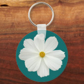 White Cosmos Flower Sleutelhanger (Voorkant)