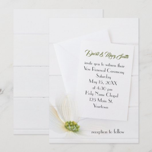 White Cosmos On Wood Vow Renewal Kaart (Voorkant / Achterkant)