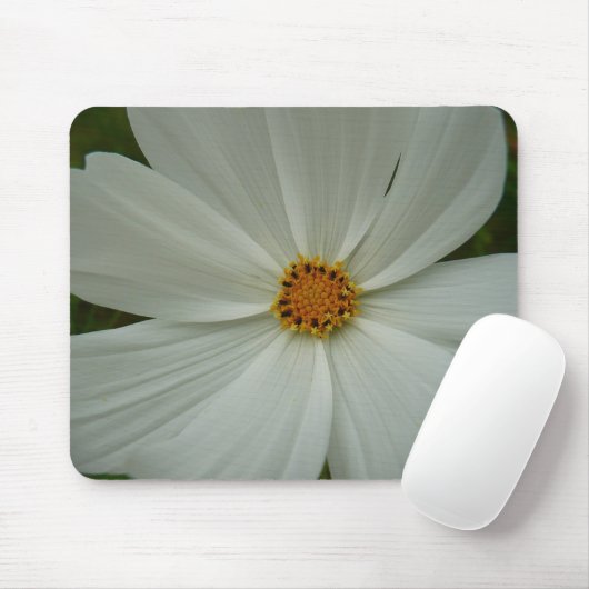 White Cosmos Summer Wildflower Floral Muismat (Met muis)