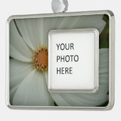 White Cosmos Summer Wildflower Floral Verzilverd Omlijst Ornament (Links)