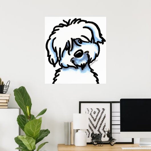 White Coton de Tulear Face Poster (Thuiskantoor)