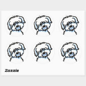 White Coton de Tulear Face Ronde Sticker (Vel)