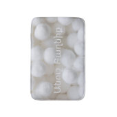 White Cotton Cloud Bath Mat with Armenian Writing  (Voorkant Verticaal)