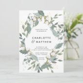 White Cotton Garden Diamond Botanische bruiloft Kaart (Staand voorkant)