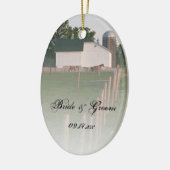 White Country Barn Wedding Keramisch Ornament (Links)