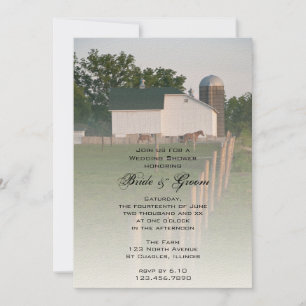 White Country Barn Wedding Shower Kaart