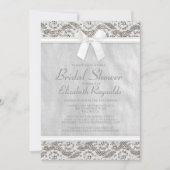 White Country Lace Bridal Shower-uitnodigingen Kaart (Voorkant)
