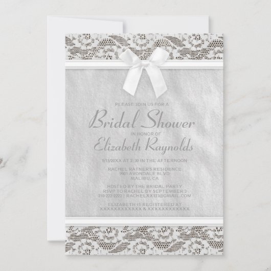 White Country Lace Bridal Shower-uitnodigingen Kaart (Voorkant)