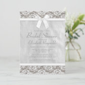 White Country Lace Bridal Shower-uitnodigingen Kaart (Staand voorkant)