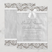 White Country Lace Bridal Shower-uitnodigingen Kaart (Voorkant / Achterkant)