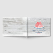 White Country Wood Watermelon Rustiek Huwelijk Gastenboek (Volledig)