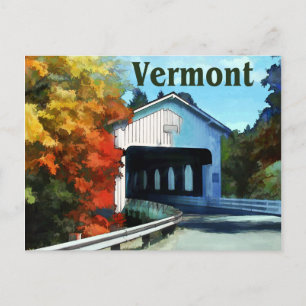 White Covered Bridge Colorful Autumn Vermont Briefkaart