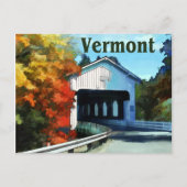 White Covered Bridge Colorful Autumn Vermont Briefkaart (Voorkant)