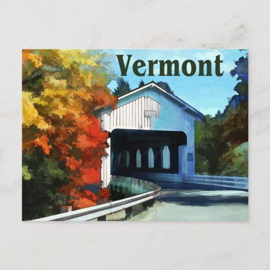 White Covered Bridge Colorful Autumn Vermont Briefkaart (Voorkant)
