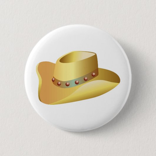 White Cowboy Pet Ronde Button 5,7 Cm (Voorkant)