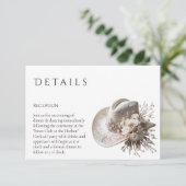 White Cowgirl Pet met bloemen Wedding Details Informatiekaartje (Staand voorkant)