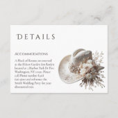 White Cowgirl Pet met bloemen Wedding Details Informatiekaartje (Achterkant)